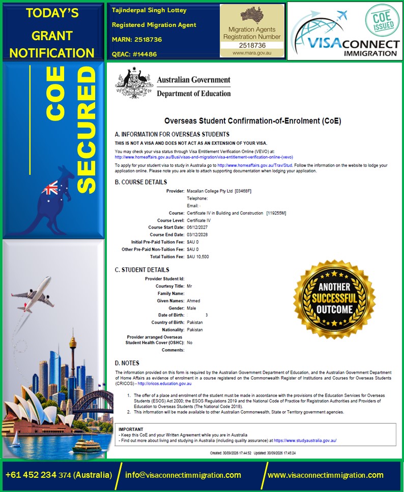 Visa Grant